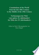 Constitutional documents of the United States of America 1776-1860, edited by Horst Dippel. Verfassungsdokumente der Vereinigten Staaten von Amerika 1776-1860.