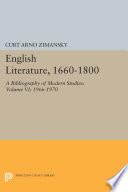 English literature, 1660-1800. a bibliography of modern studies /