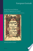 European genizah : newly discovered Hebrew binding fragments in context /