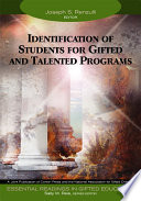 Identification of students for gifted and talented programs /
