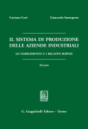 Il sistema di produzione delle aziende industriali : Lo stabilimento e i relativi servizi. Estratto. /