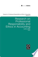 Research on professional responsibility and ethics in accounting. edited by Cynthia Jeffrey.