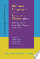 Romance languages and linguistic theory 2009 : selected papers from "Going Romance" Nice 2009 / edited by Janine Berns, Haike Jacobs, Tobias Scheer.