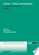 Syntax - theory and analysis : an international handbook. Volume 3 /