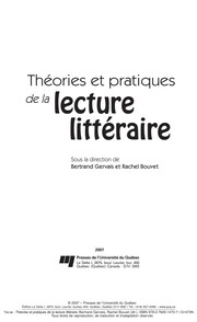 Théories et pratiques de la lecture littéraire /