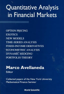 Quantitative analysis in financial markets : collected papers of the New York University Mathematical Finance Seminar /