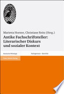 Antike Fachschriftsteller : literarischer Diskurs und sozialer Kontext /