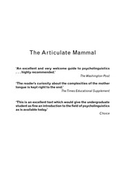 The articulate mammal : an introduction to psycholinguistics / Jean Aitchison ; with a foreword by the author.