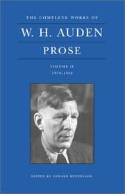 Prose and travel books in prose and verse / W.H. Auden ; edited by Edward Mendelson.