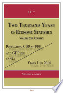 Two thousand years of economic statistics : population, GDP at PPP, and GDP per capita : years 1 to 2014.