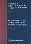 Quasipower series and quasianalytic classes of functions / G.V. Badalyan.