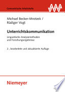 Unterrichtskommunikation : linguistische Analysemethoden und Forschungsergebnisse /