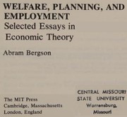 Welfare, planning, and employment : selected essays in economic theory /