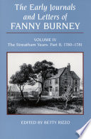 The early journals and letters of Fanny Burney. edited by Betty Rizzo.