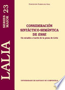 Consideracion sintactico-semantica de esse : un estudio a traves de la prosa de Livio /