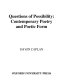 Questions of possibility : contemporary poetry and poetic form /