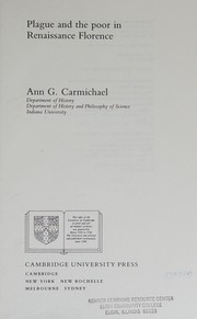 Plague and the poor in Renaissance Florence / Ann G. Carmichael.