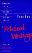 Political writings / Benjamin Constant ; translated and edited by Biancamaria Fontana.