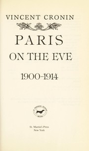 Paris on the eve, 1900-1914 /