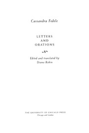 Letters and orations / Cassandra Fedele ; edited and translated by Diana Robin.