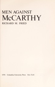Men against McCarthy / Richard M. Fried.