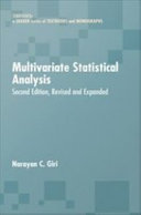 Multivariate statistical analysis / Narayan C. Giri.