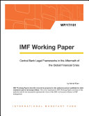 Central Bank Legal Frameworks in the Aftermath of the Global Financial Crisis /