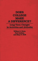 Does college make a difference? : long-term changes in activities and attitudes / William E. Knox, Paul Lindsay, and Mary N. Kolb ; foreword by Ernest T. Pascarella.