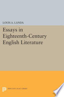 Essays in Eighteenth-Century English Literature.