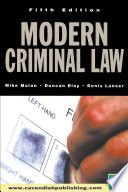 Modern criminal law / Mike Molan, Duncan Bloy, Denis Lanser.