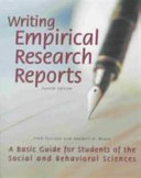 Writing empirical research reports : a basic guide for students of the social and behavioral sciences /