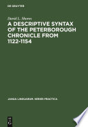 A descriptive syntax of the Peterborough chronicle from 1122 to 1154