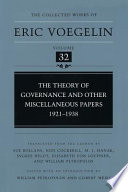 The theory of governance and other miscellaneous papers, 1921-1938 /