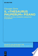 Il "Thesaurus pauperum" pisano : edizione critica, commento linguistico e glossario / Giuseppe Zarra.